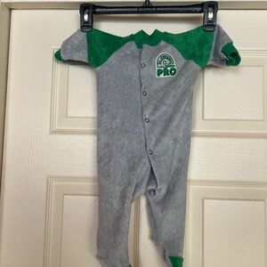 Vintage PlaySkool Pro Green & Gray Terry Playsuit Baby Romper | USA Made